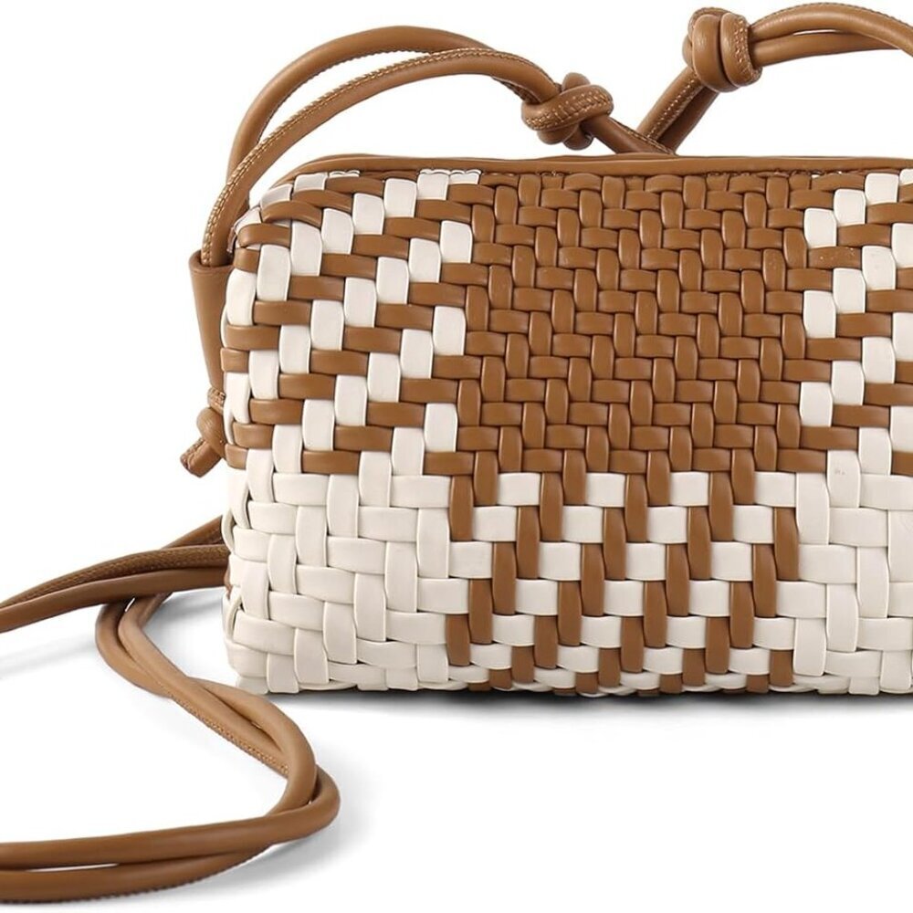 Crossbody Bag for Women Trendy Woven Purse Vegan Leather Small Shoulder Handbags